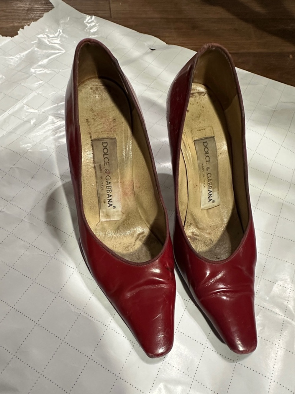 Dolce & Gabbana Red Pointed-Toe Leather Pumps